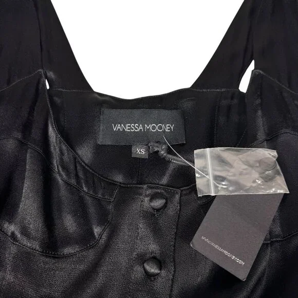 NWT Venessa Mooney Black Satin Elisabeth Romper Sz.XS Sleeveless Coquette  Gothic - www.toquedesaborminas.com.br